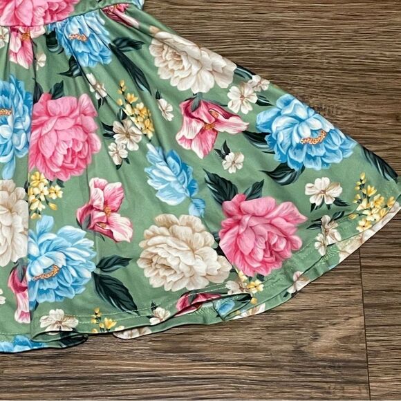 Love & Sprinkles Sleeveless Floral Twirl Dress Green Pink Blue Cream Size 2T - Picture 4 of 11